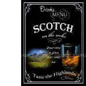 Scotch On The Rocks Classic Pub Drink Large Metal Wall Art.