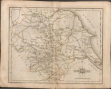 County of Yorkshire John Cary 1787 Antique Hand Coloured Map.