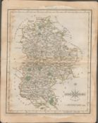 Bedfordshire John Cary 1787 Antique Hand Coloured Map.