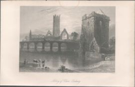 Antique Engraving 1850’s Abbey Of Clare Galway
