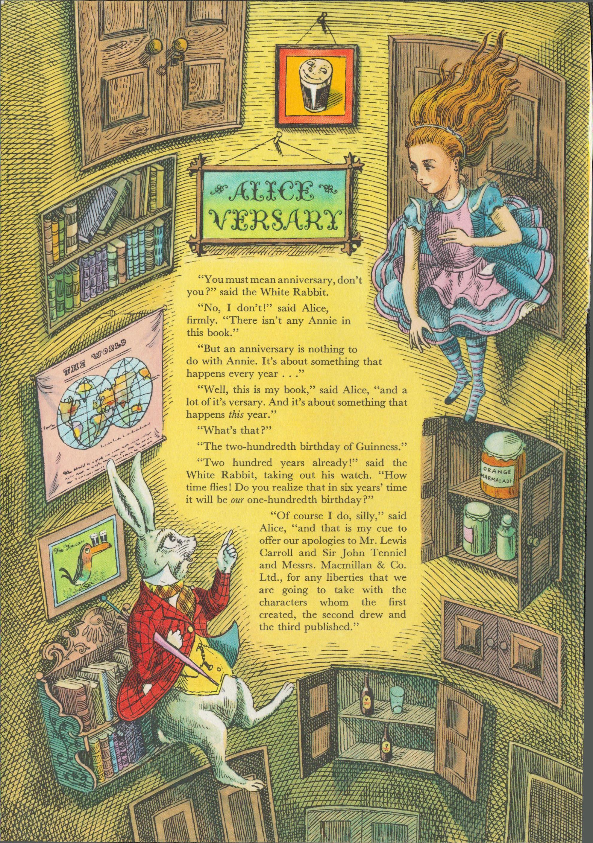 GUINNESS ILLUSTRATION PAGE 1959 ALICE IN WONDERLAND -4 - Image 2 of 2