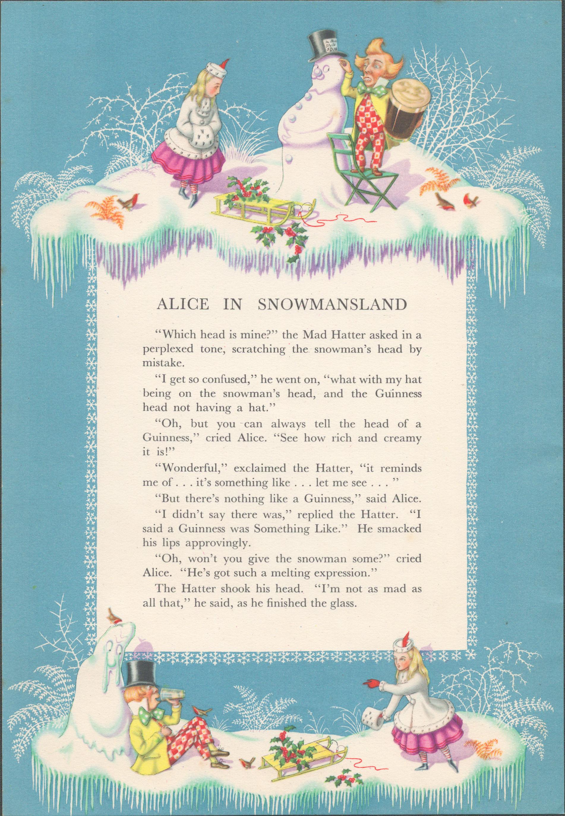 GUINNESS ILLUSTRATION PAGE 1952 ALICE IN WONDERLAND -12
