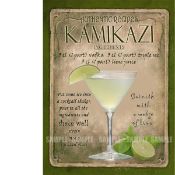 Kamikazi Cocktail Authentic Recipe Large Metal Wall Art