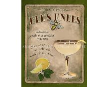 Bee's Knees Cocktail Authentic Recipe Large Metal Wall Art