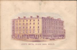 Chromolithographed Antique 1871 Plate Jurys Hotel Dublin.