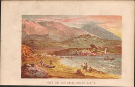 Chromolithographed Antique 1871 Clew Bay & Granauailes Castle Mayo.