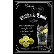 Vodka & Tonic Classic Pub Drink Large Metal Wall Art.