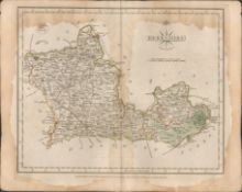 County of Berkshire John Cary 1787 Antique Hand Coloured Map.