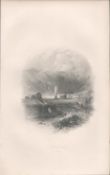 Antique Engraving 1850’s Glendalough Wicklow Ireland