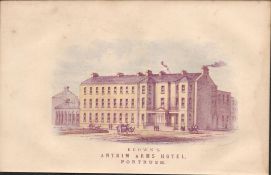 Chromolithographed Antique 1871 Antrim Arms Hotel Portrush.