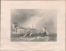 Southampton Walls Antique 1842 Steel Engraving.