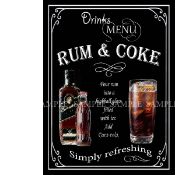 Rum & Coke Classic Pub Drink Large Metal Wall Art.