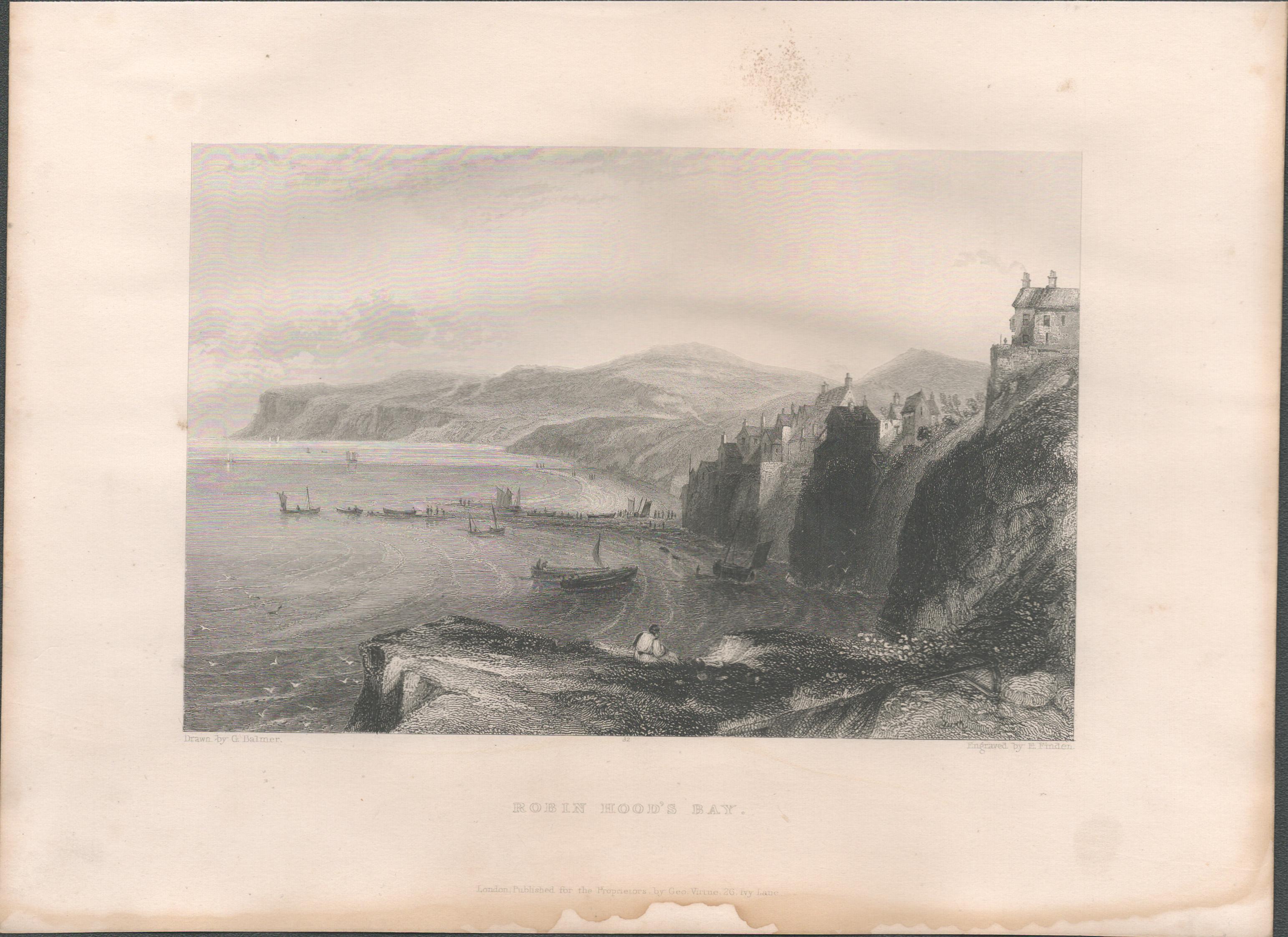 Robin Hoods Bay Antique 1842 Steel Engraving