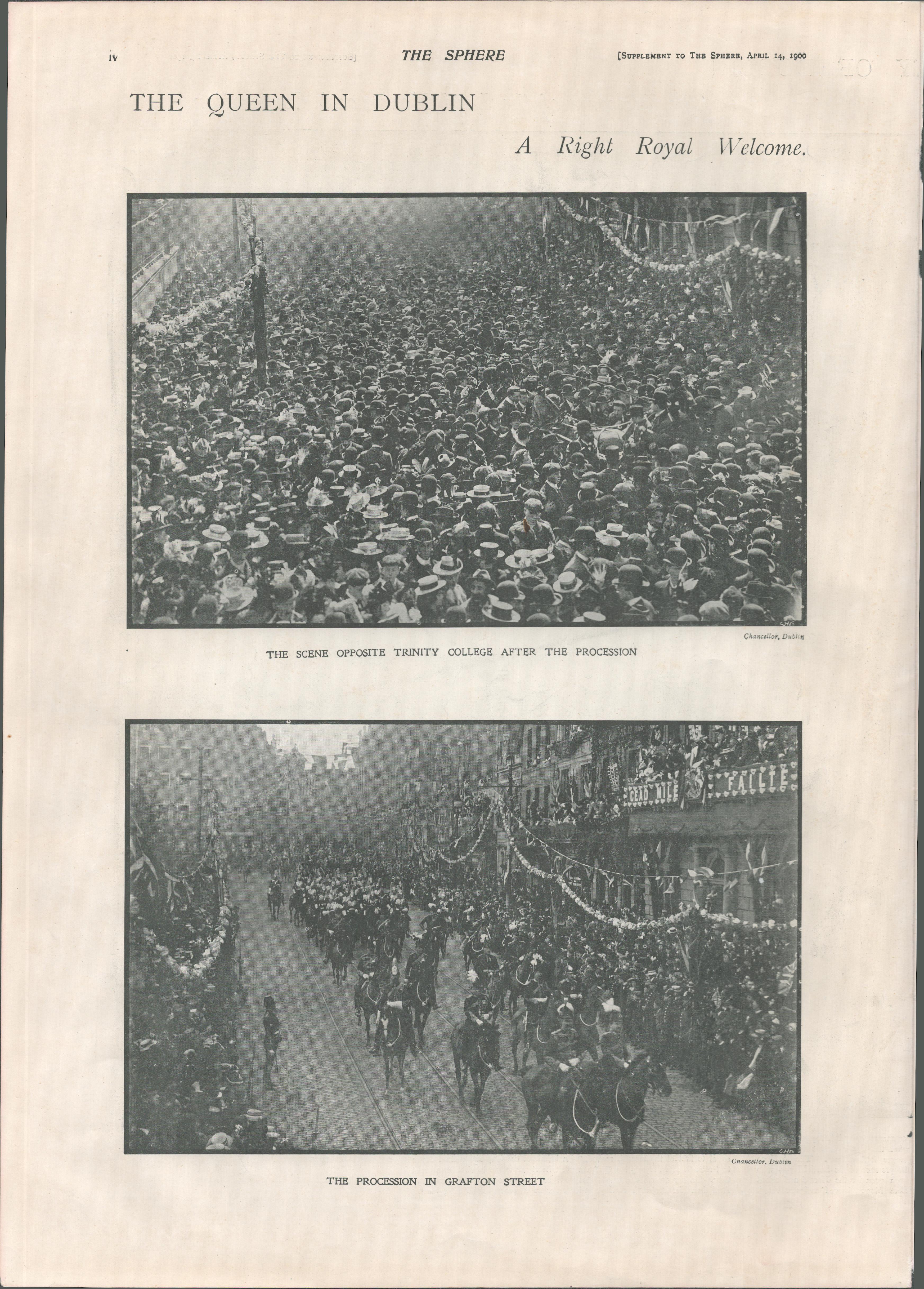 Queen Victoria Tour Double-Page The Gate To Dublin City 1900 Antique - Image 3 of 3