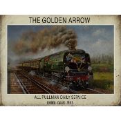 The Golden Arrow To Paris Steam Train Large Metal Wall Art.