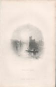 Antique Engraving 1850’s Black Rock Castle Cork.