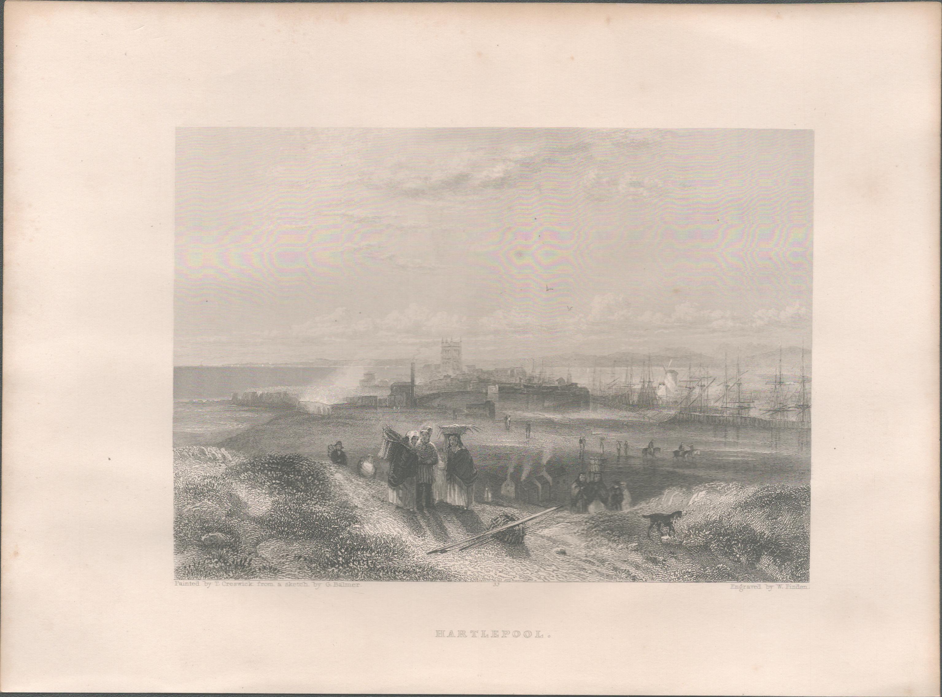 Hartlepool Antique 1842 Steel Engraving.