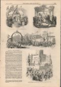 Queen Victoria Visit Tour of Belfast 1849 Antique Woodgrain Print