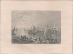 Montrose Scotland Antique 1842 Steel Engraving.