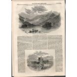 Excursion To The Lakes of Killarney 1849 Antique Woodgrain Print