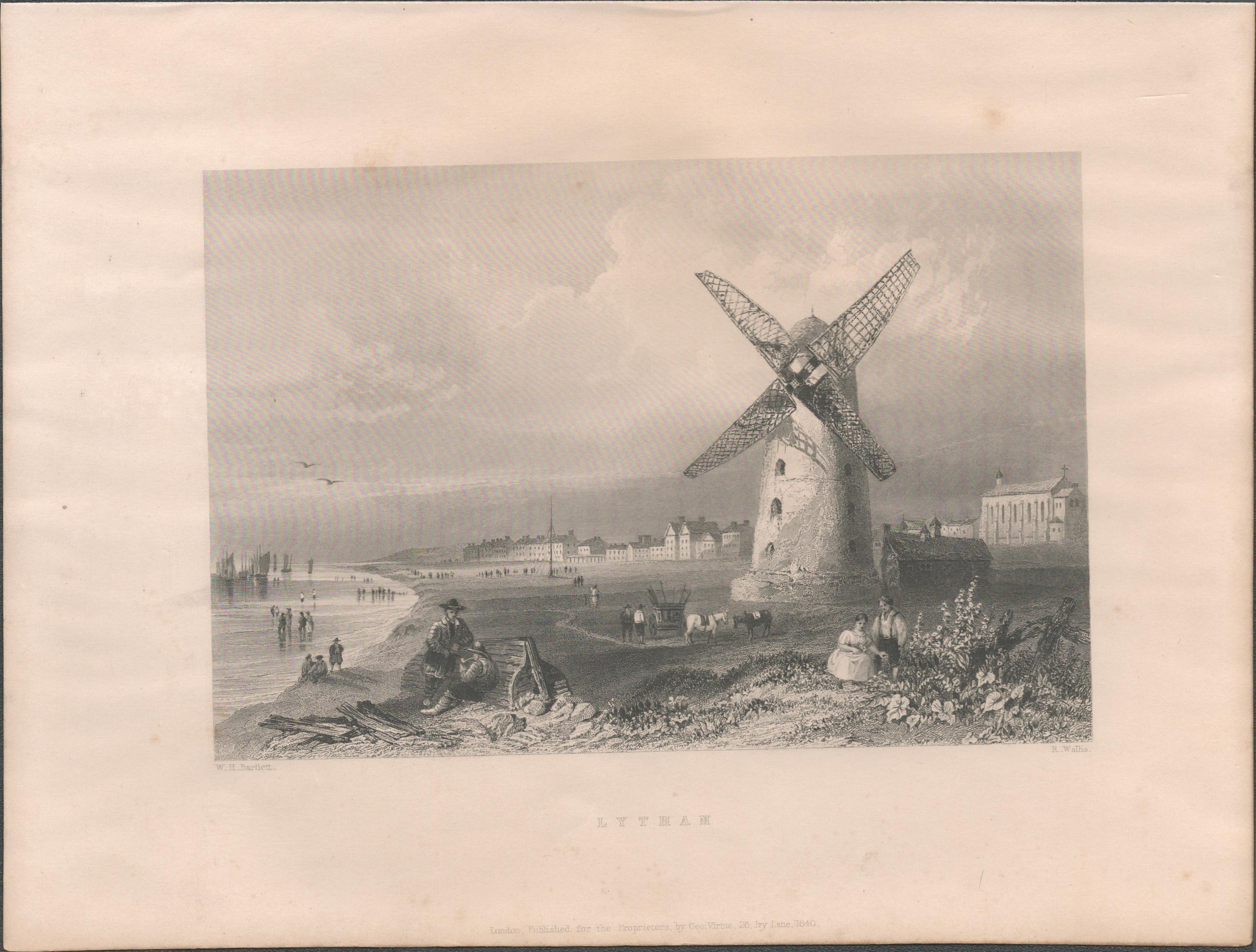 Lytham St Anne's Blackpool 1842 Antique Steel Engraving.