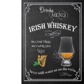 Irish Whiskey Classic Pub Drink Large Metal Wall Art.