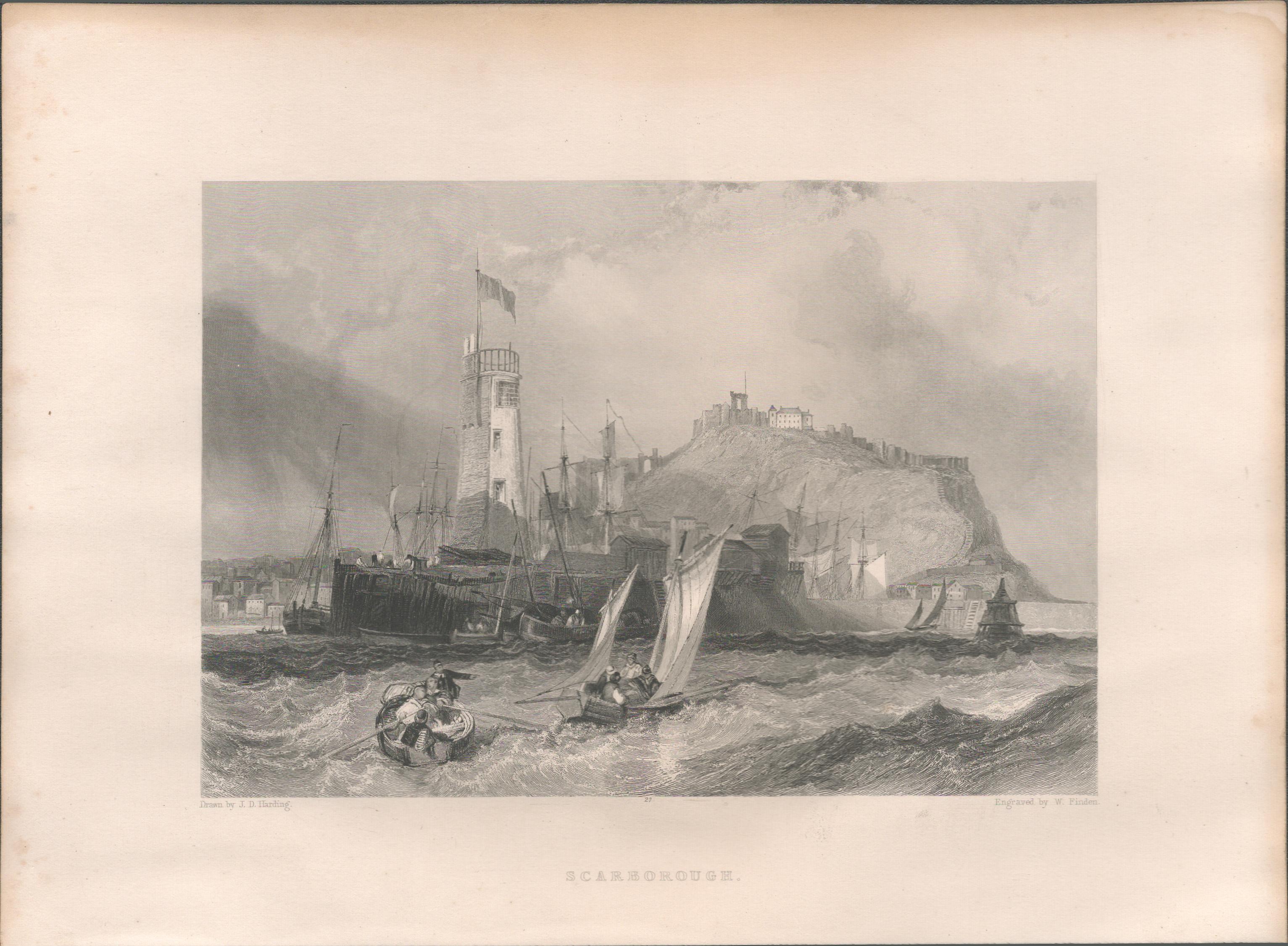 Scarborough Antique 1842 Steel Engraving