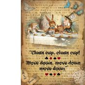 Alice In Wonderland Large Metal Sign ""Clean Cup Clean Cup""