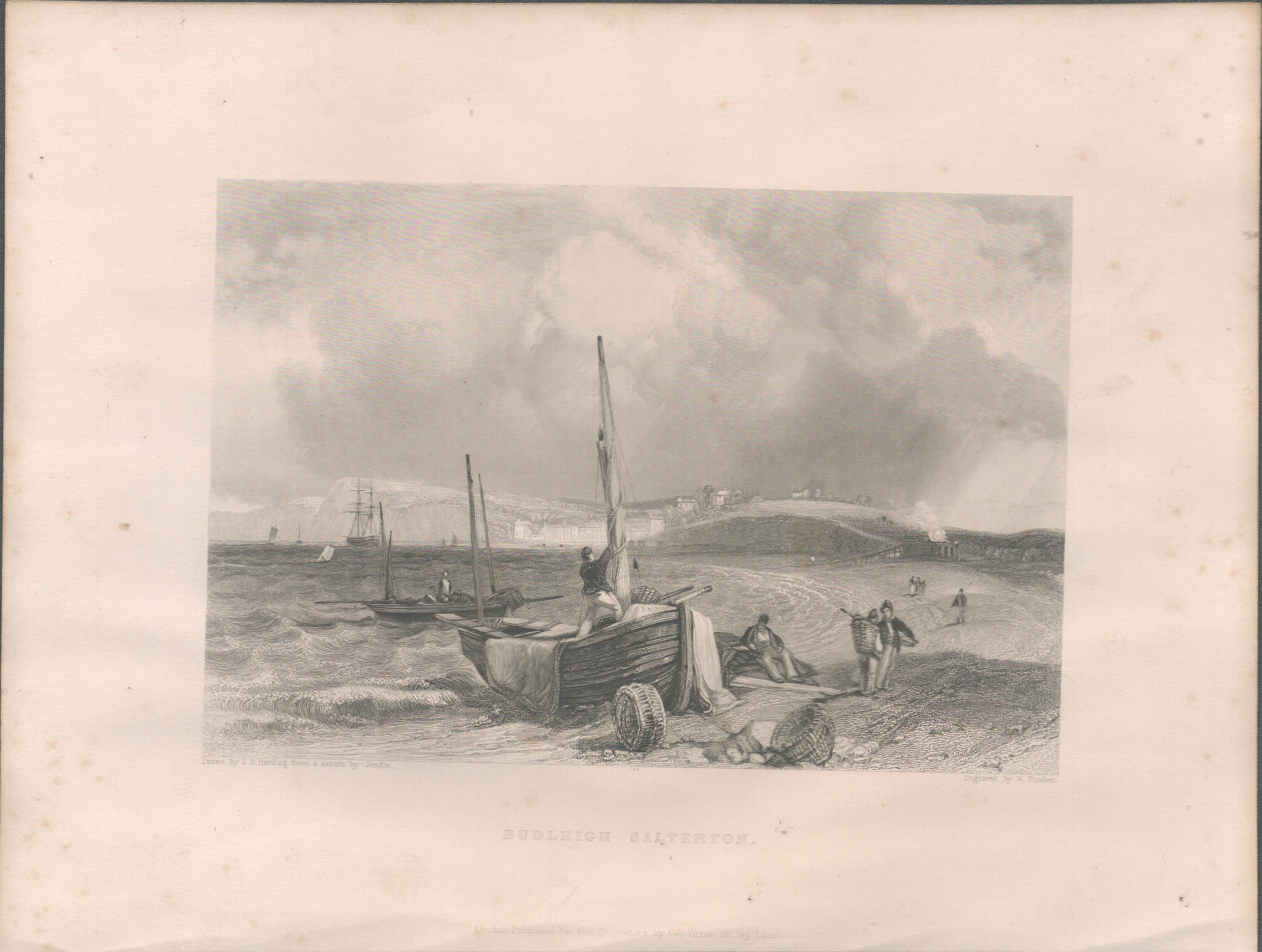 Budleigh Devon Antique 1842 Steel Engraving.