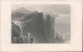 Antique Engraving 1850’s Fair Head Cliffs Antrim.
