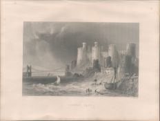 Conway Quay Wales Antique 1842 Steel Engraving.
