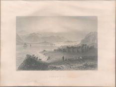 Beaumaris Wales Antique 1842 Steel Engraving.