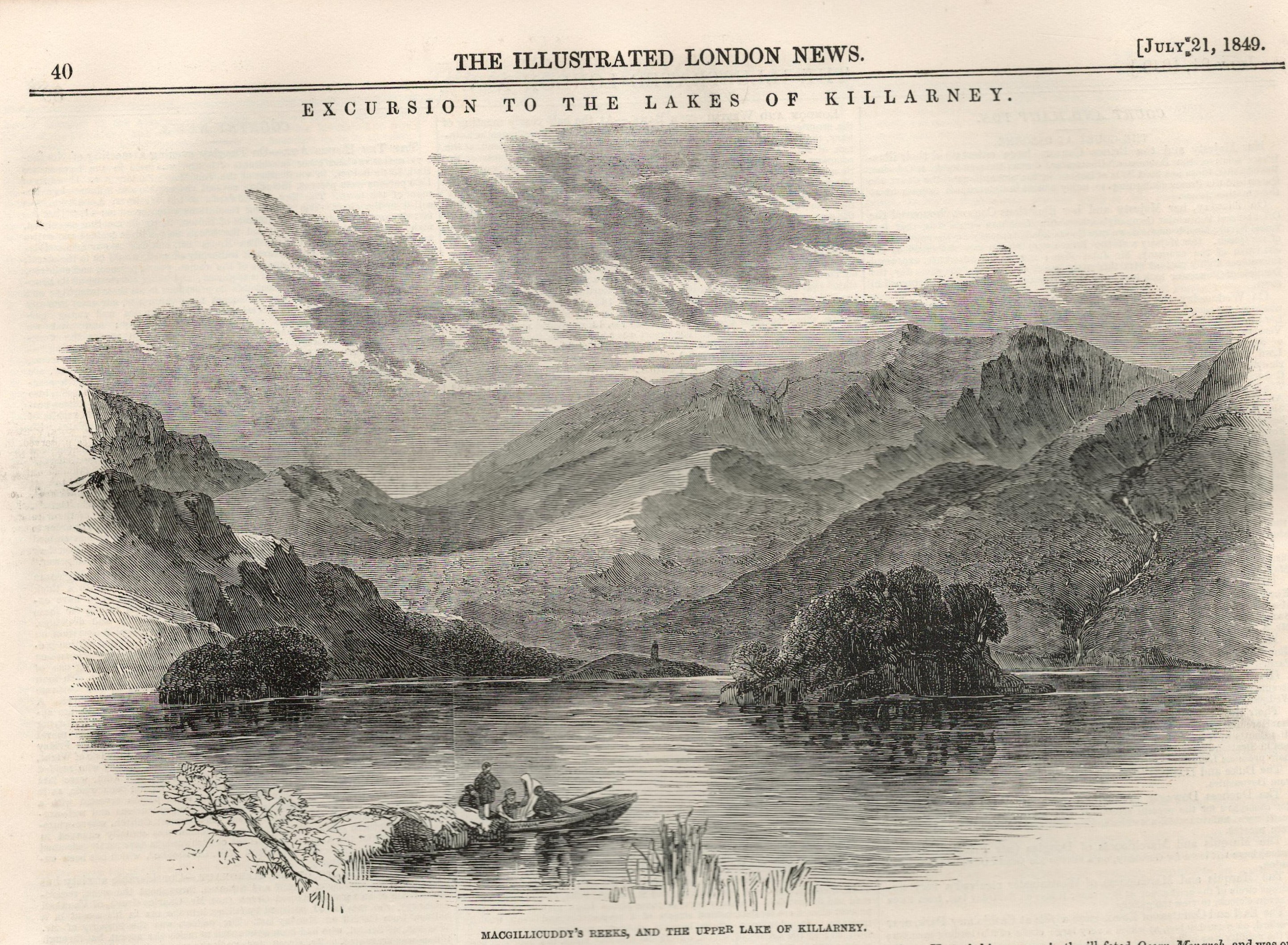 Excursion To The Lakes of Killarney 1849 Antique Woodgrain Print - Image 3 of 3