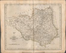 County of Durham John Cary 1787 Antique Hand Coloured Map.