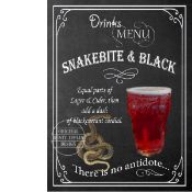 Snakebite & Black Classic Pub Drink Large Metal Wall Art.