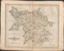 North Wales John Cary 1787 Antique Hand Coloured Map.