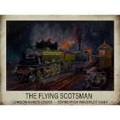 Flying Scotsman Night Steam Train Large Metal Wall Art