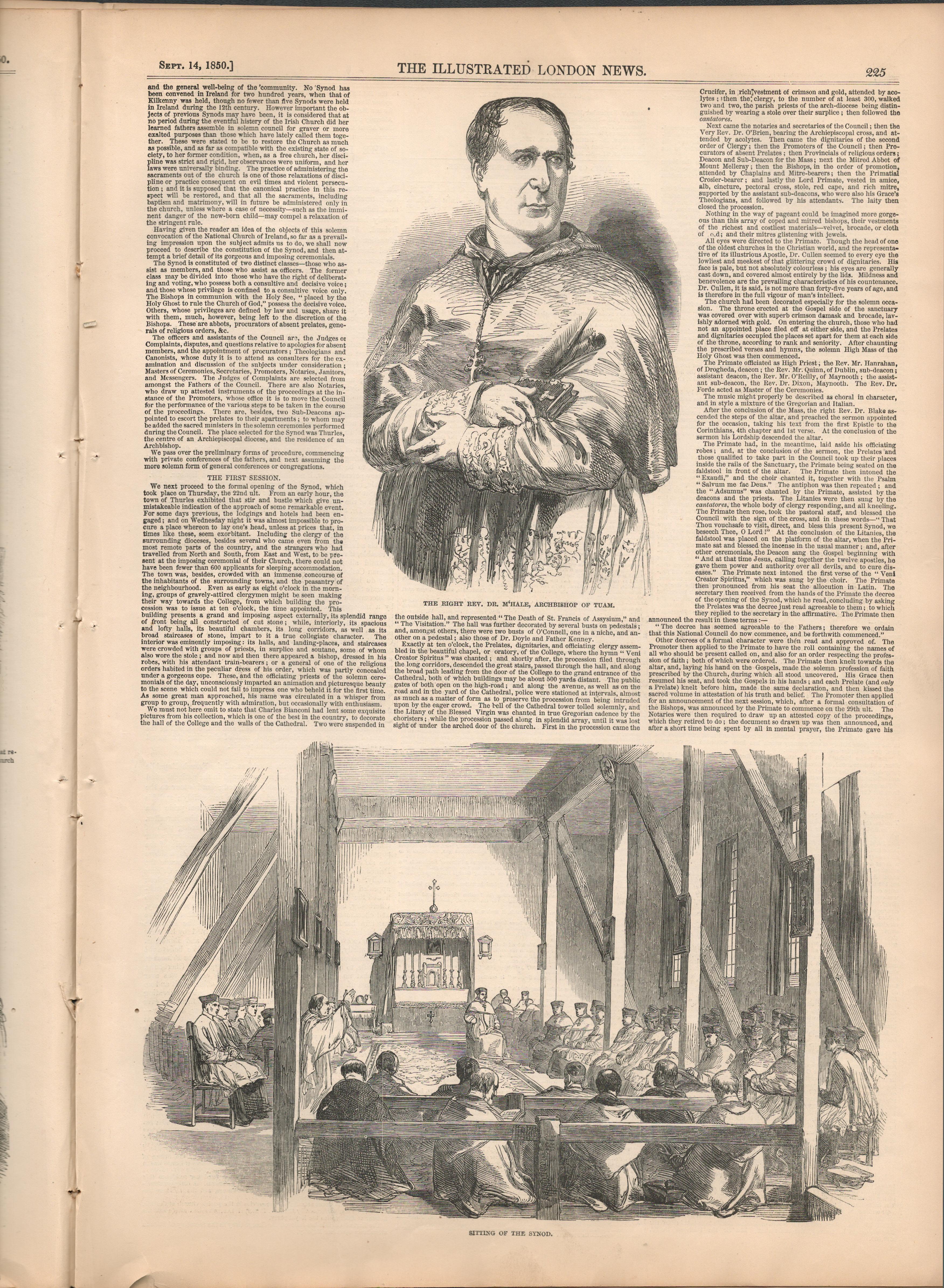 The Assemble of the Catholic Church Synod at Thurles 1850 Newspaper - Image 7 of 7