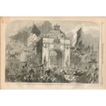 Entrance To The City of Dublin Parade 1849 Antique Woodgrain Print