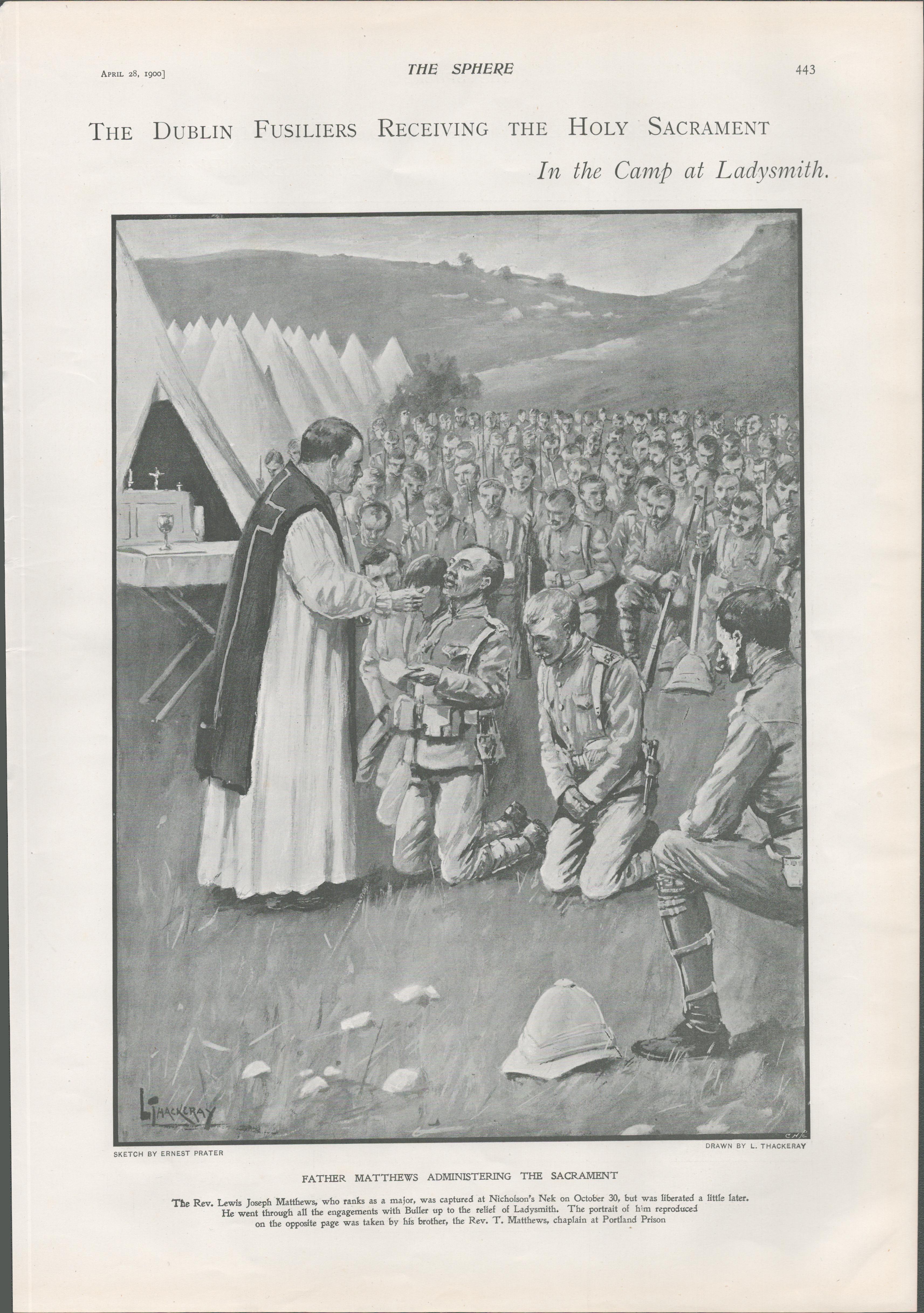 Dublin Fusiliers Receiving The Holy Sacrament 1900 Woodgrain Print