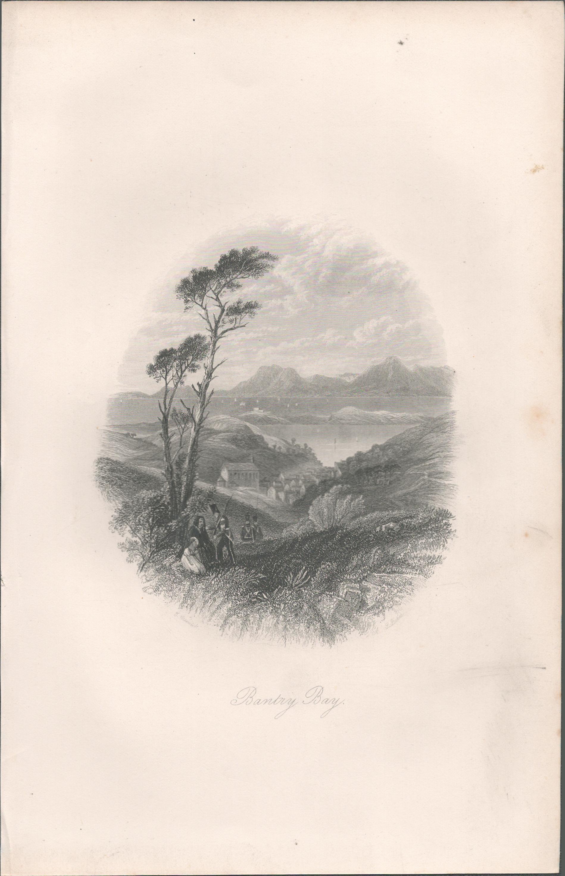 Antique Engraving 1850’s Bantry Bay Co Cork.