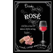 Rose Wine Classic Pub Drink Large Metal Wall Art.