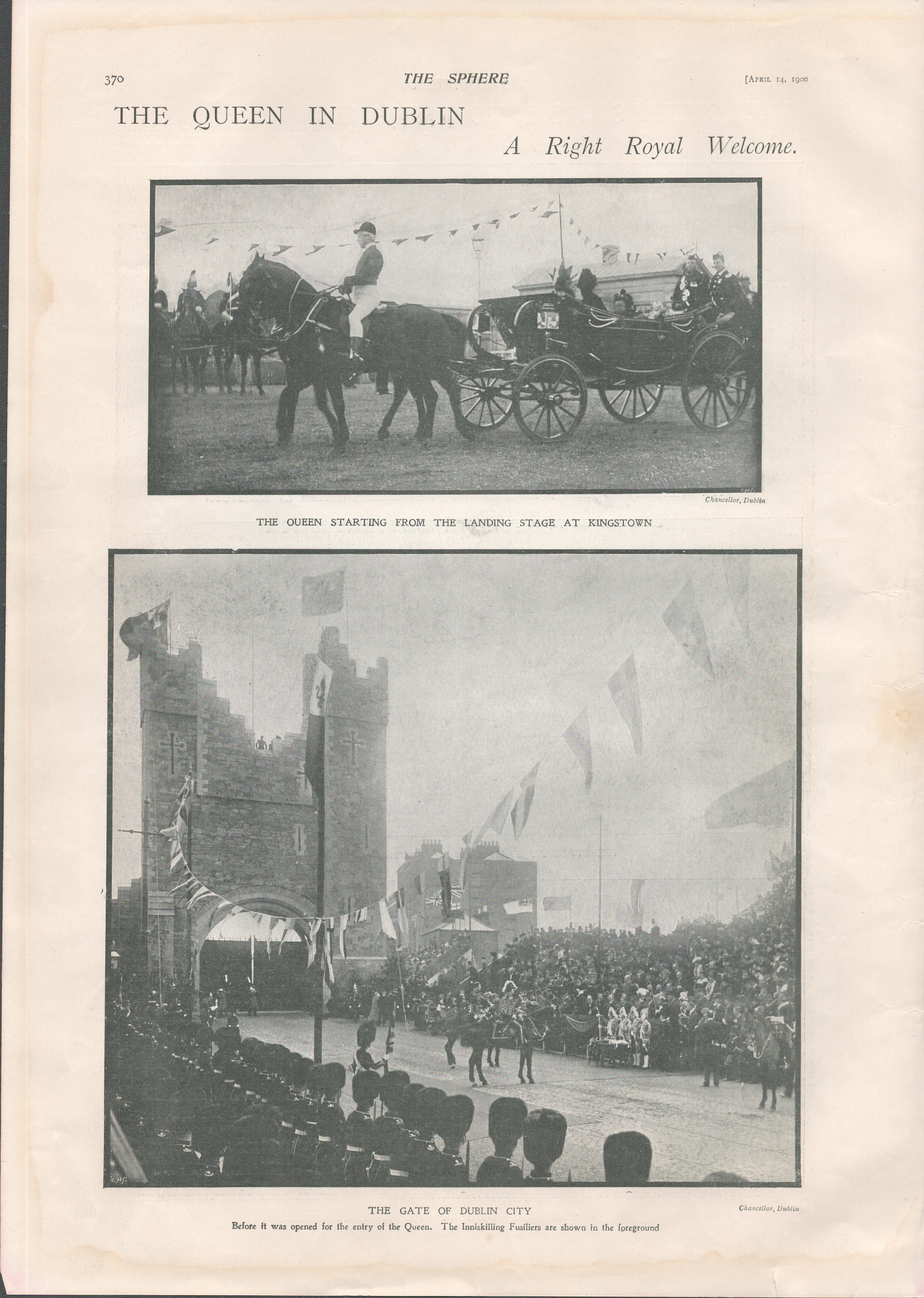Queen Victoria Arrives in Dublin 1900 Antique Newspaper. - Image 2 of 2