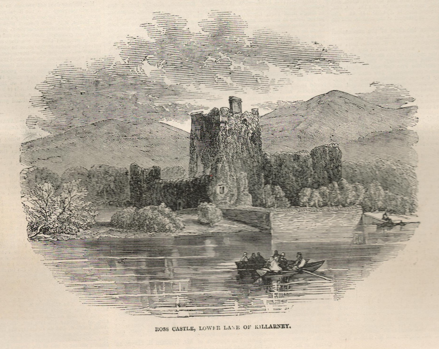 Excursion To The Lakes of Killarney 1849 Antique Woodgrain Print - Image 2 of 3