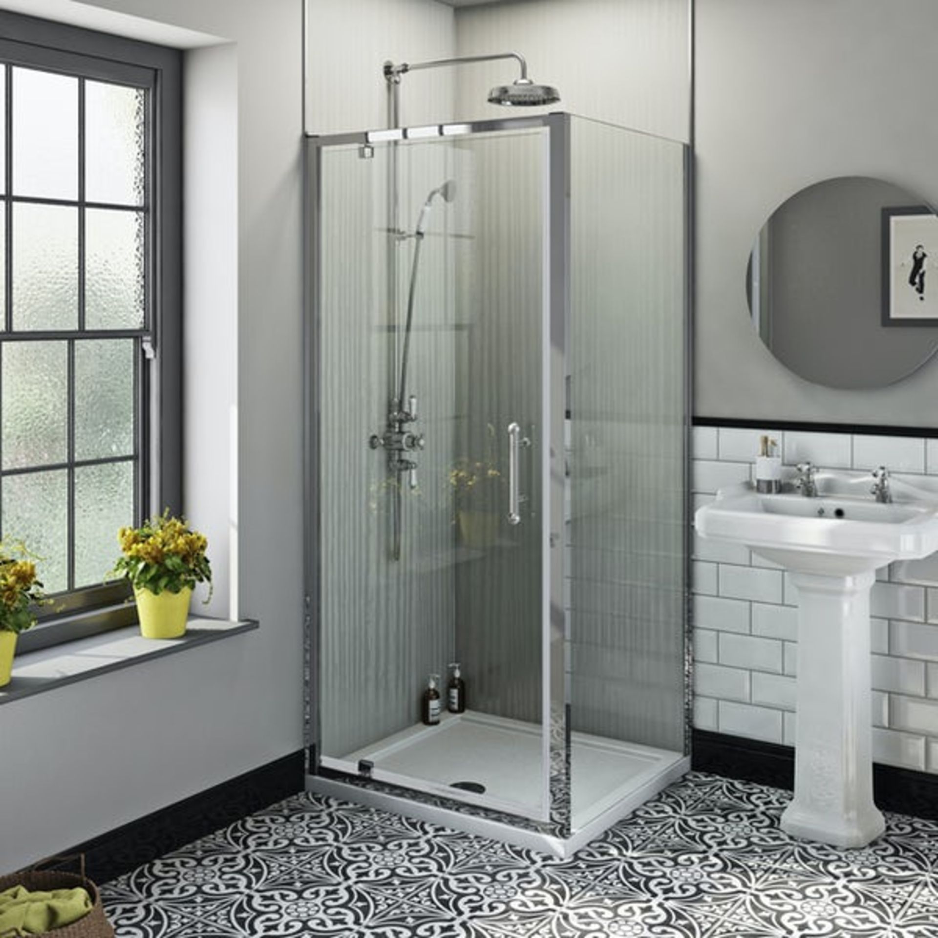 RRP £550. 800 x 900mm Rectanular Orchard traditional 6mm rectangular pivot shower enclosure With 8