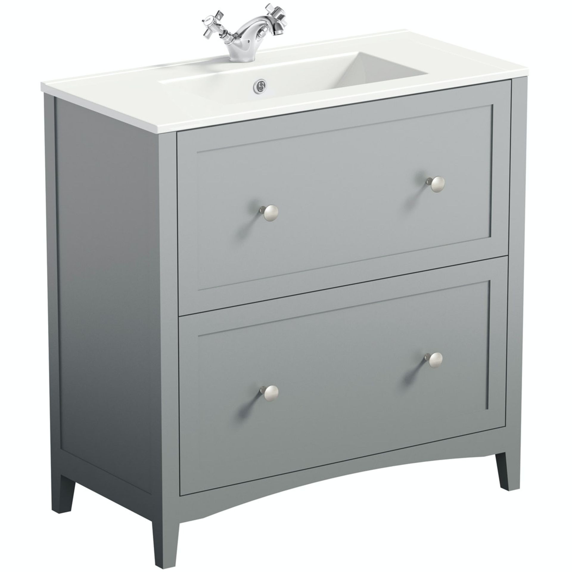 RRP £395. The Bath Co. Camberley satin grey floorstanding vanity unit. 800mm. Product code: CAM800G