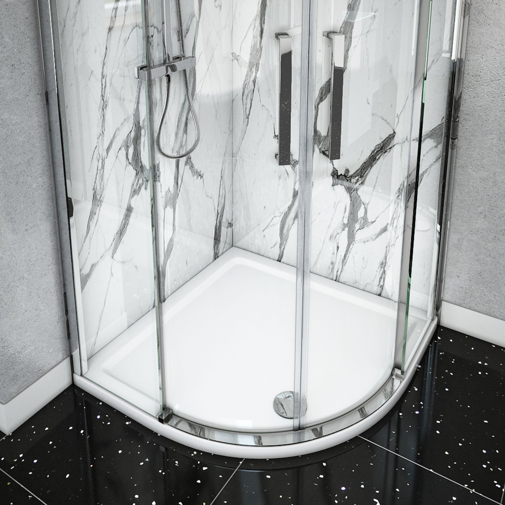 RRP £295. Stone Quadrant Shower Tray - 800 x 800 x 40mm. Appears New Unused In Factory Wrap.