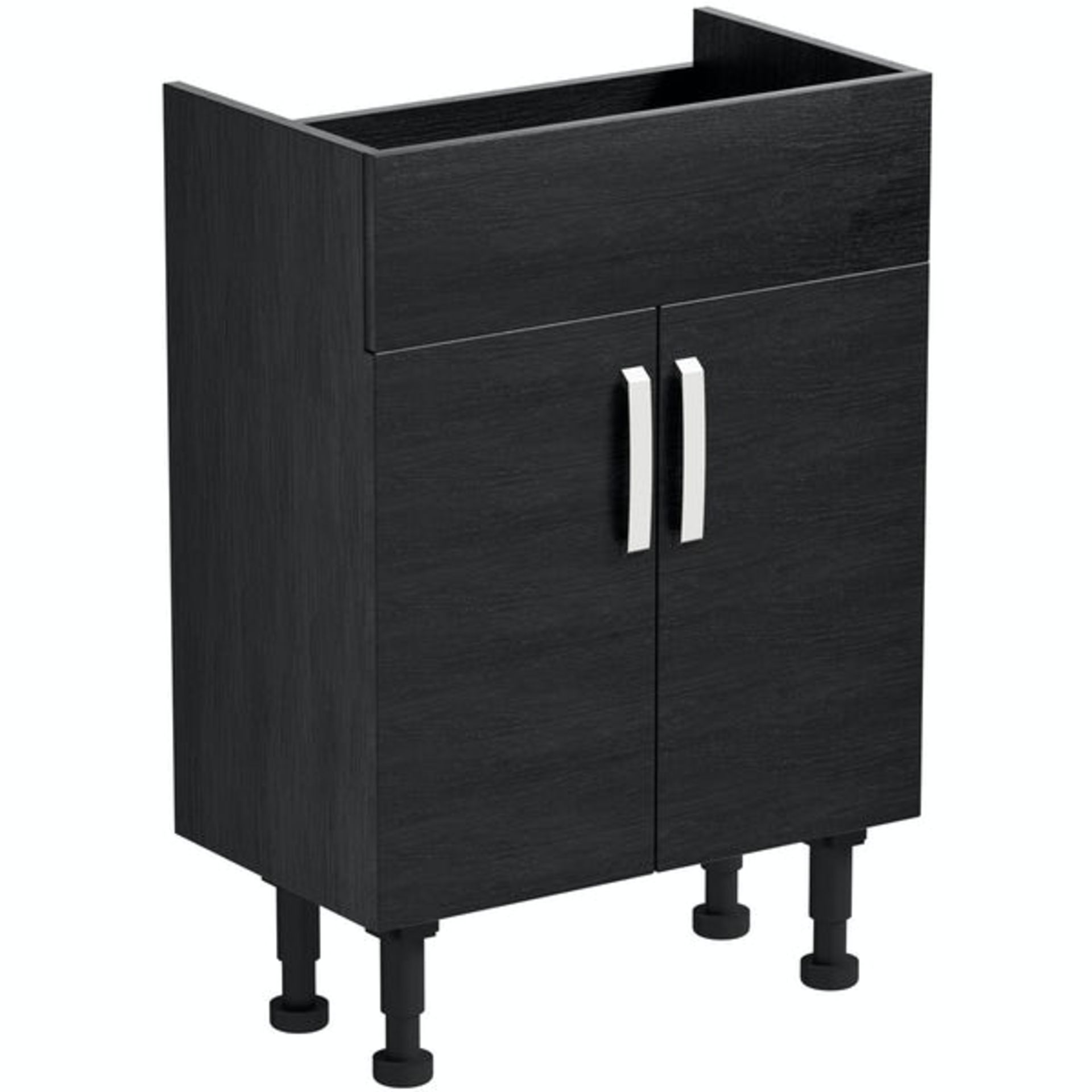 RRP £209. Reeves Nouvel quadro black floorstanding vanity unit 600mm. Height 720mm. Width 600mm. De - Image 2 of 7