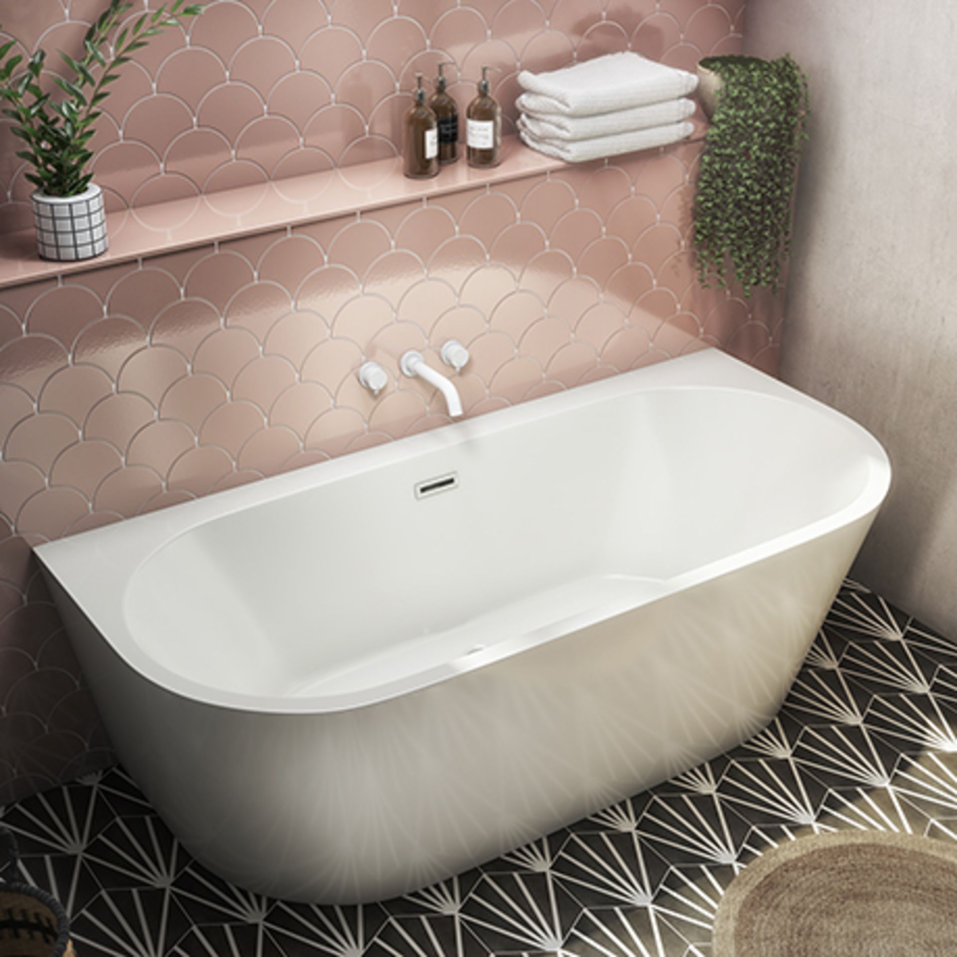 RRP £700. 1700 x 800 Double Ended Free Standing Back To Wall Bath. Includes front Panel. Appears Ne