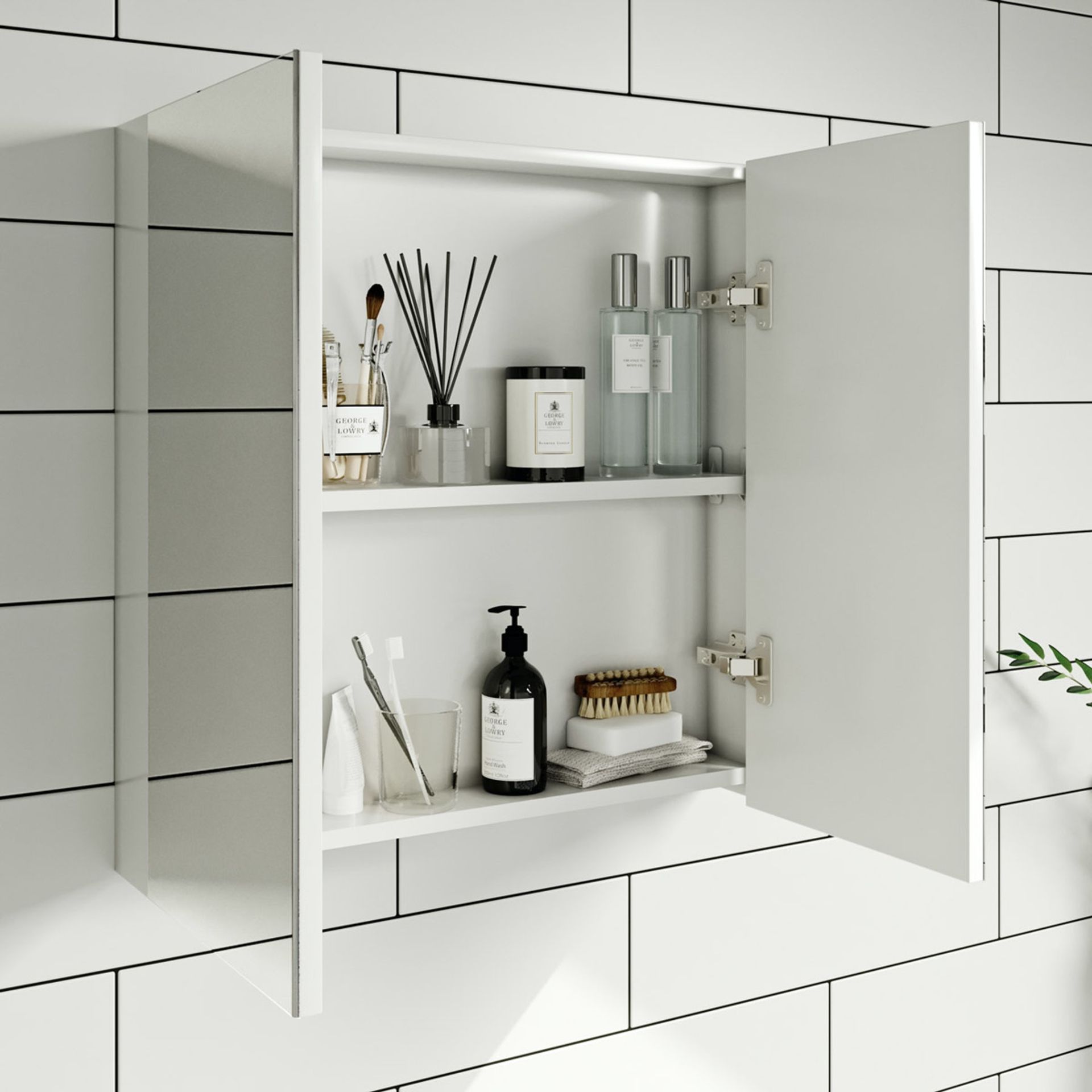 RRP £125. Clarity white mirror cabinet 600 x 600mm. Product code: SMMIR02. - Image 2 of 3